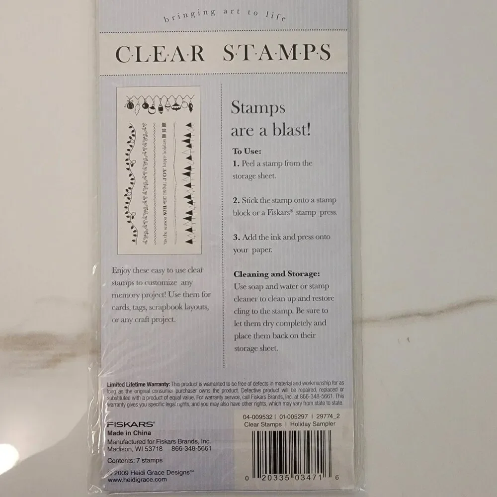 Heidi Grace Christmas HOLIDAY SAMPLER Borders Clear Cling Stamps Set of 7 NEW